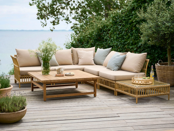 MAGGIE EXTERIOR - Garden side table in Alu-Rattan and ArtFibre with glass top by Sika Design - view 3